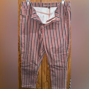 American Eagle Outfitters Striped Flare Jeans - Red and Blue